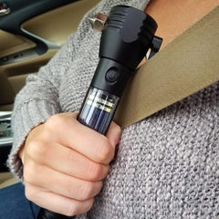 HaloXT Tactical Flashlight showing the seatbelt cutter function