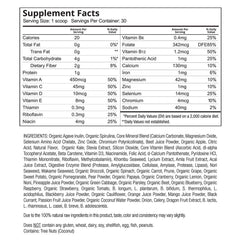 Patriot Power Greens Supplement Facts.