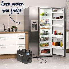 Patriot Power Generator 1800 powering refrigerator indoors