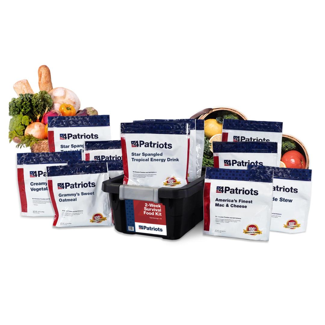 4Patriots 2-Week Survival Food Kit includes free bonus gifts: Top 10 Items Sold Out After a Crisis Digital Guide, Water Survival Digital Guide, Survival Garden Digital Guide, How To Cut Your Grocery Bills in Half Digital Guide