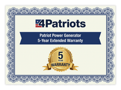 Patriot Power Generator 5-Year Extended Warranty certificate.