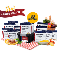 4Patriots New Limited-Edition Pasta Lovers Survival Food Kit including 80 servings.