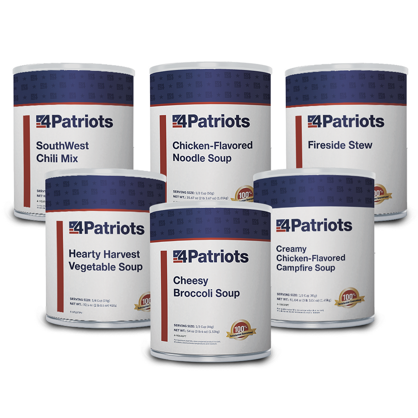 4Patriots Soups & Stews #10 Can Survival Food Variety Pack - 6 Pack.