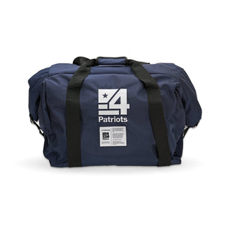 4Patriots EMP Protection Bag shown on white, a navy shielded duffel with reinforced straps sized to hold a portable solar generator