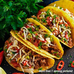 Prepared tacos with canned ground beef