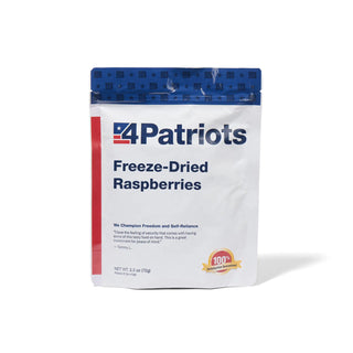 Freeze-Dried Raspberries Pouch, 4Patriots 2.5 oz resealable bag of shelf-stable survival food fruit making 8 servings