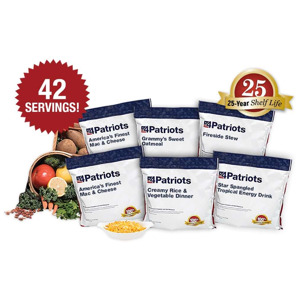 4Patriots 4-Week Survival Food Kit — 192 Servings, Emergency Food Supply  Survival Kit, Delicious Meals for Disasters and Camping, Freeze Dried