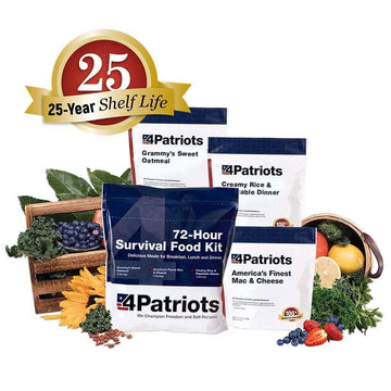  4Patriots 72-hour Survival Food Kits individual pouches. 25-Year Shelf Life.