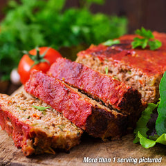 Prepared black bean meatloaf. More than one serving pictured.