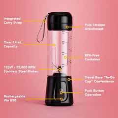 Portable Blender,Personal Hand Smoothie Blender Cup, 7.4V Bigger Motor  Personal Size Blender for Shake and Smoothie, Rechargeable Mini Blender for