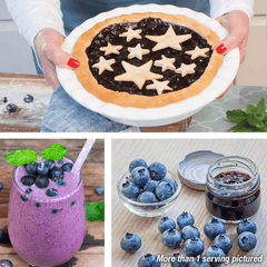 Blueberry pie, blueberry smoothie, and blueberry jam. 