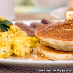 More than 1 serving of eggs and pancakes. 