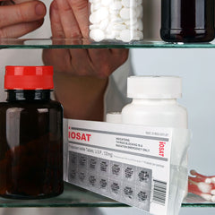 Potassium Iodide Radiation-Blocking Tablets in a medicine cabinet