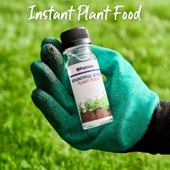 Person holding a bottle of 4Patriots bountiful green instant plant food.