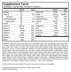 Patriot Power Greens Travel Packets supplement facts