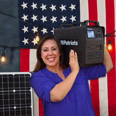 Woman holds the Patriot Power Generator on her shoulders