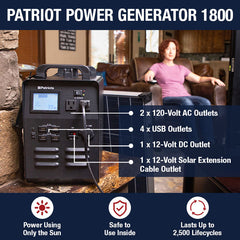 Patriot Power Generator power usage and outlets.