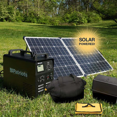 Patriot Power Generator Platinum Add-On Package comes with a  100-Watt solar panel that can power a Patriot Power Generator 1800.