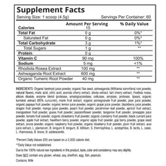 Patriot Power Reds Supplement Facts.