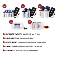 USB-Rechargeable Battery Gold Variety Pack specs